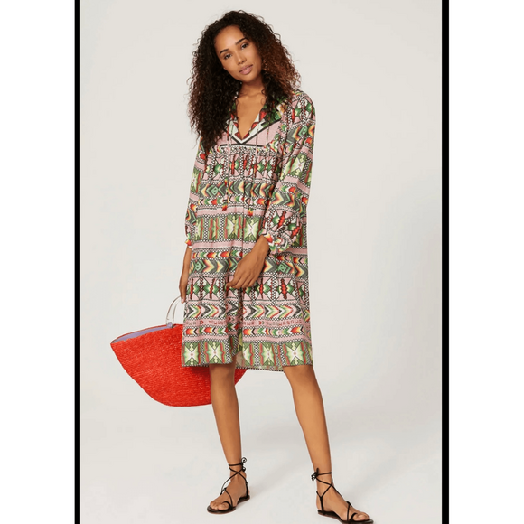 Farm‎ Rio Women's Amulet Dress Long Sleeve Sz S NWT